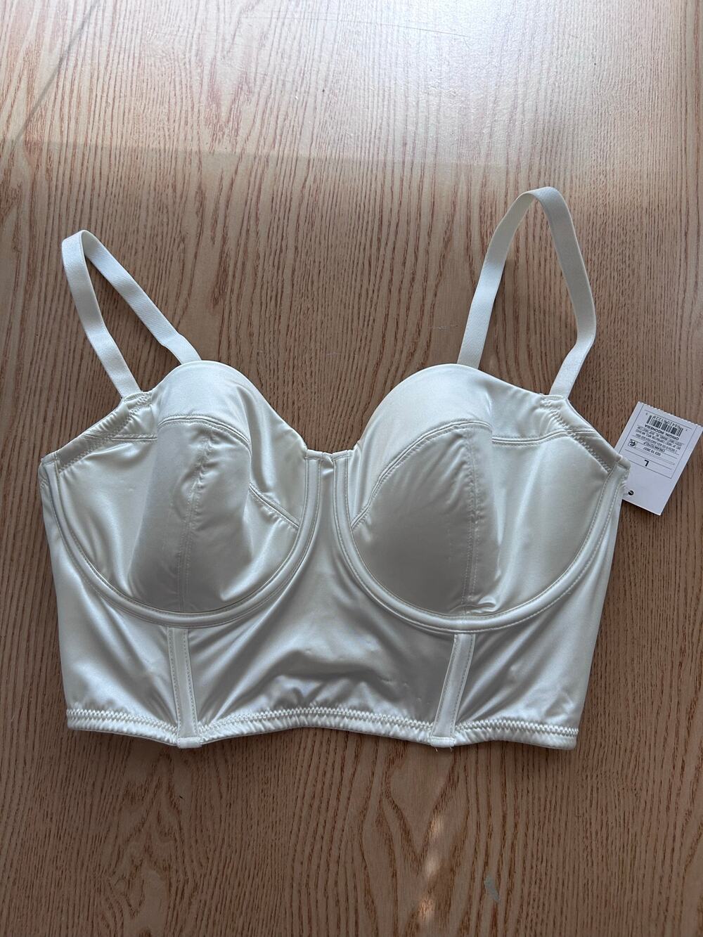 New Auden Silky Satiny Underwired Push-Up Longline Soft Boned Bra Cream Large